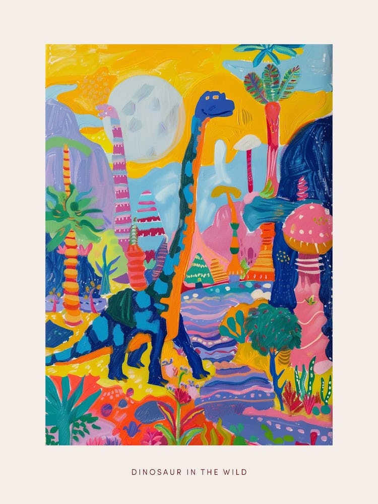 Colourful Abstract Dinosaur Pattern Painting Poster