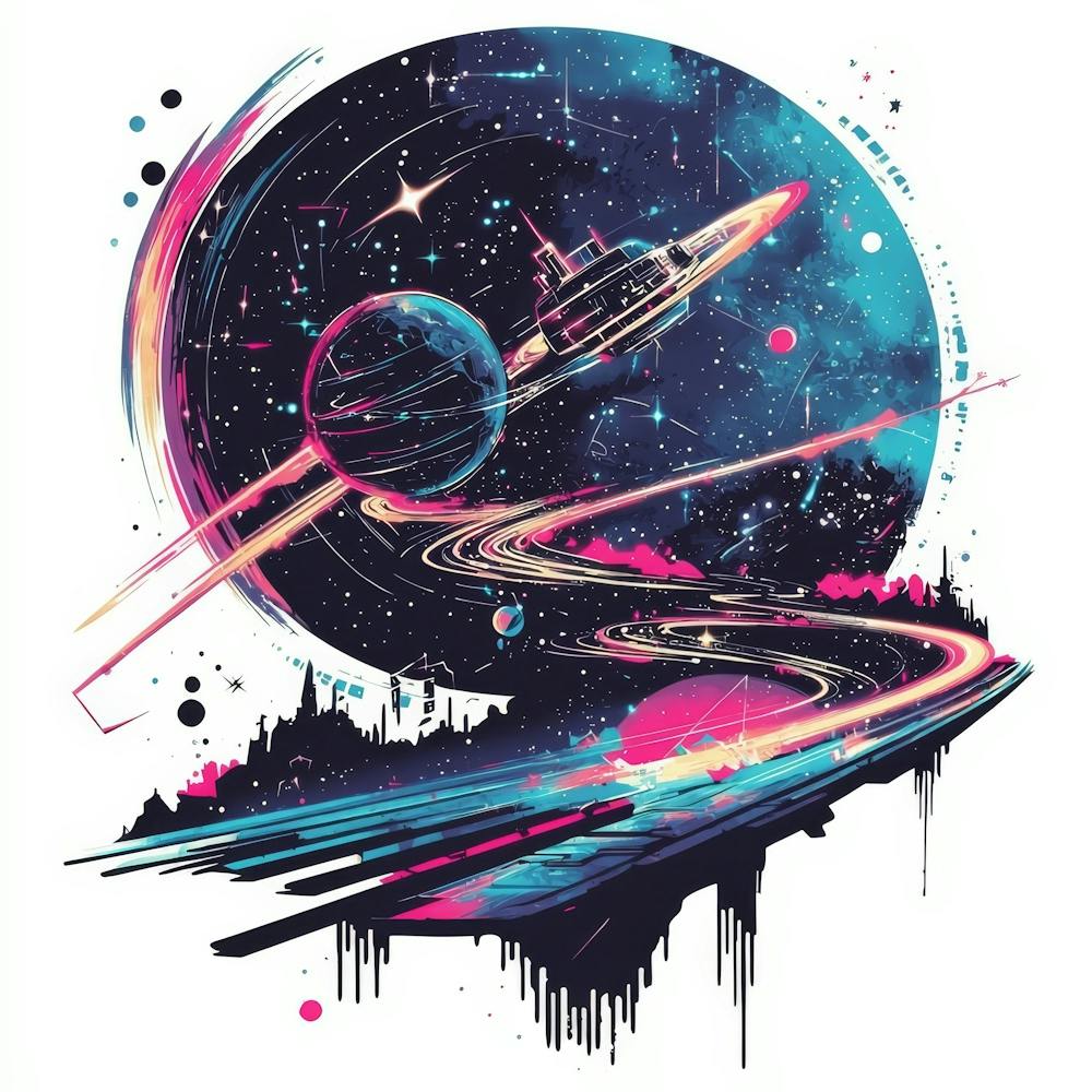 Space Tee.Generated AI. Wall 1
