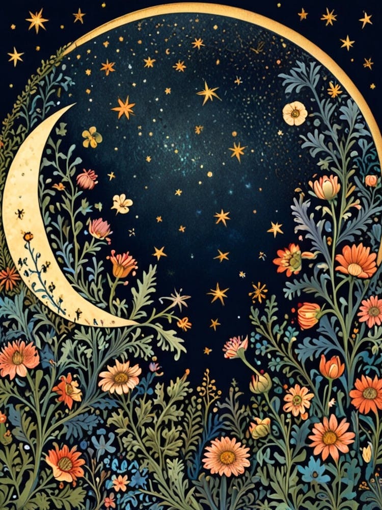 William Morris Moon And Flowers 64