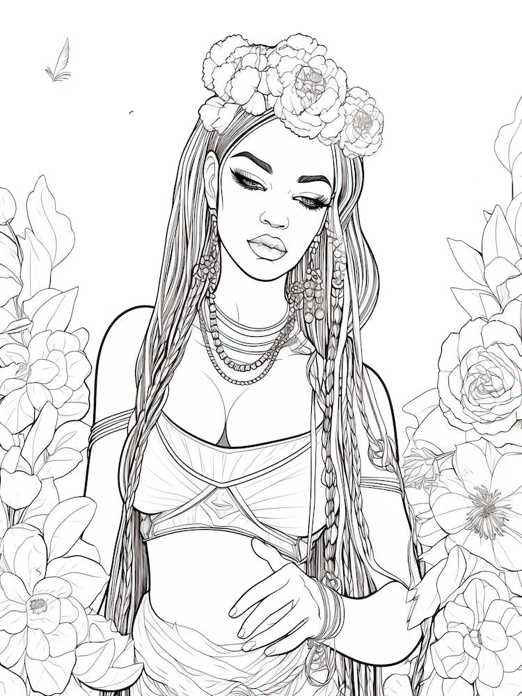 Bloom Body Girl Line Art 5