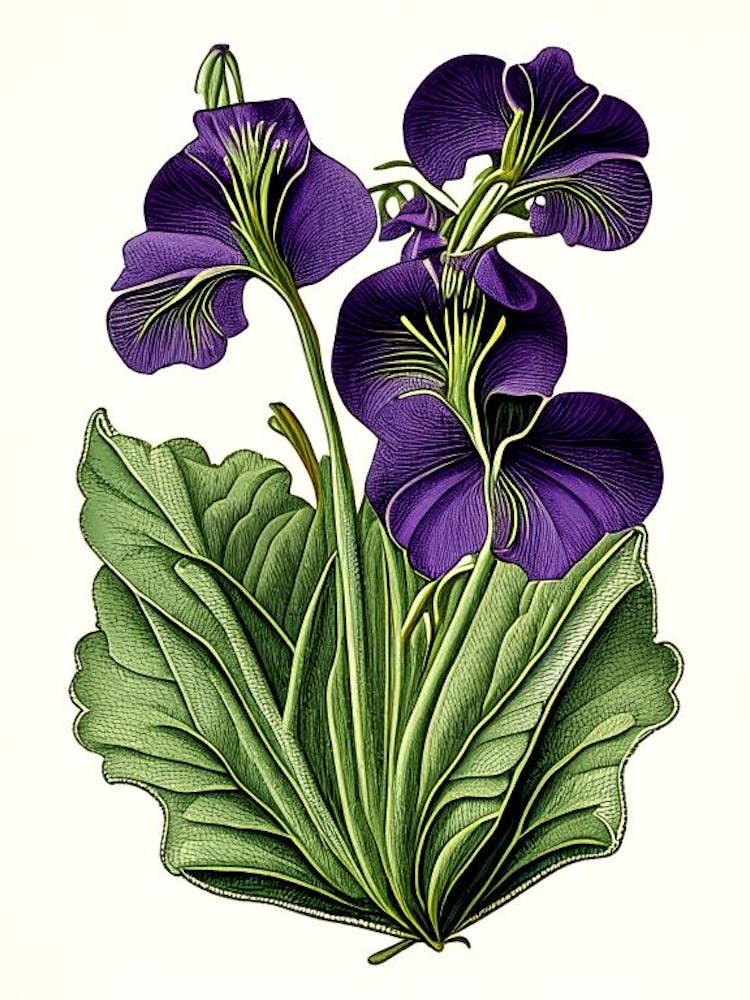 Marsh Violet Wildflower Vintage Botanical 1