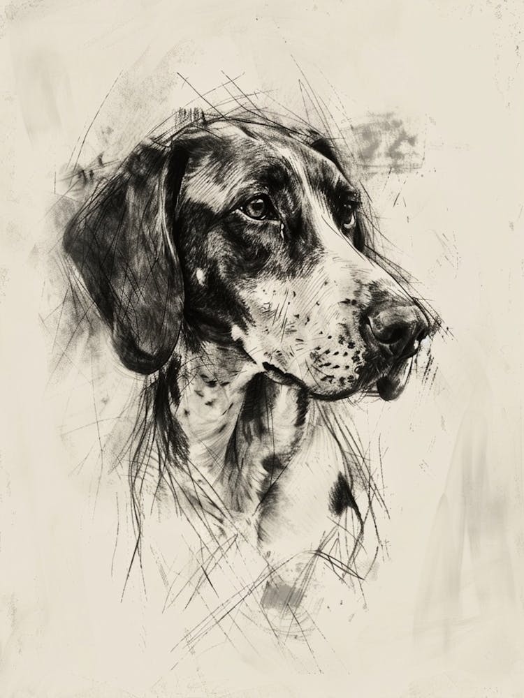 English Foxhound Dog Charcoal Line 2