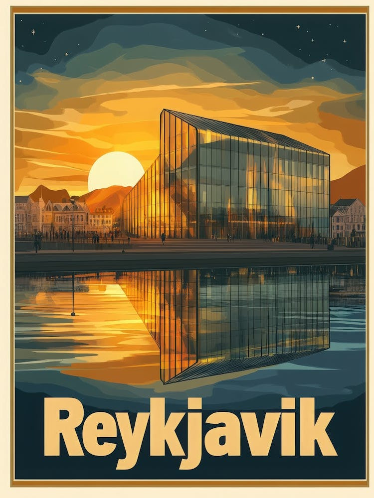 Aihrgdesign A Mid Century Modern Travel Poster For Reykjavik 1