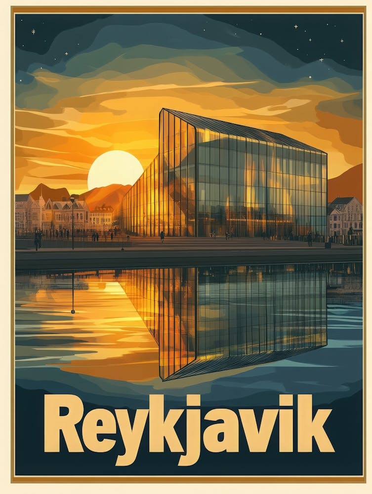 Aihrgdesign A Mid Century Modern Travel Poster For Reykjavik 1