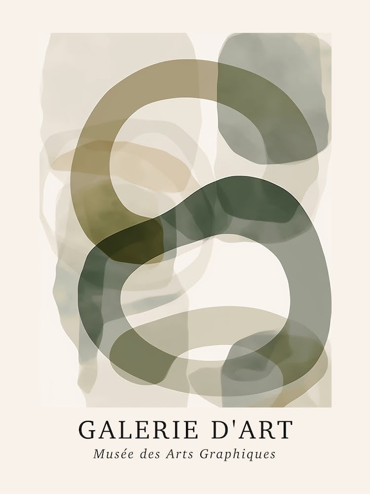 Galerie D'Art Abstract Abstract Circles Beige Green 7