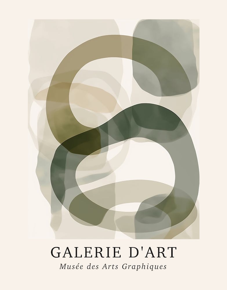 Galerie D'Art Abstract Abstract Circles Beige Green 7