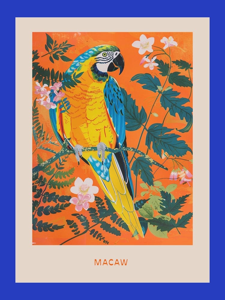 Spring Birds Poster Macaw 1