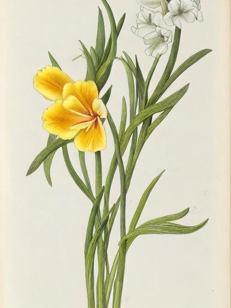 Freesia Vintage Botanical Flower