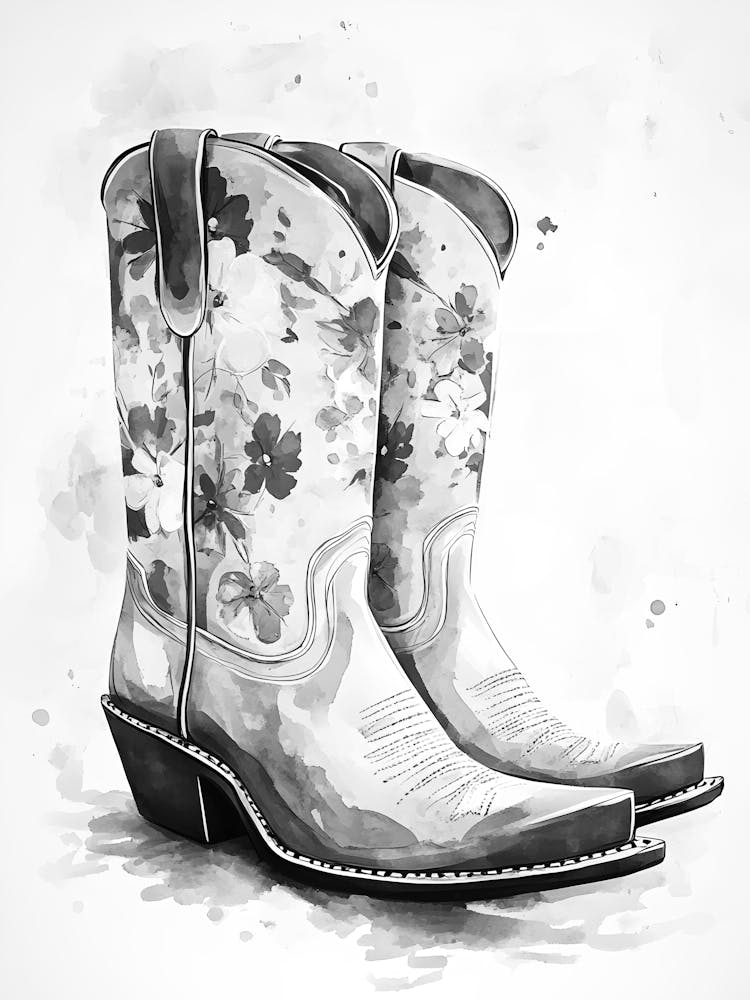 Watercolor Cowboy Boots