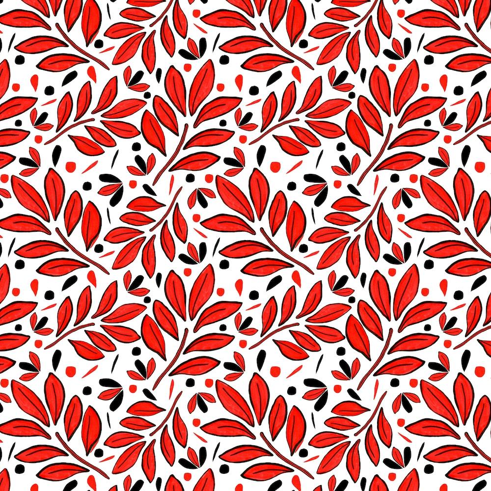 Lushy Leaves Red Black