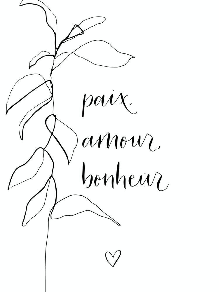 Paix, Amour, Bonheur Calligraphy