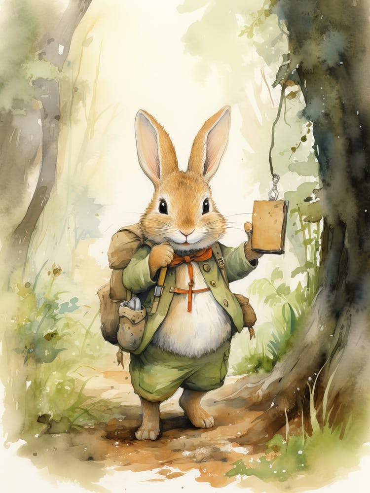 Bunny Hicking Rabbit Prints Watercolour 4
