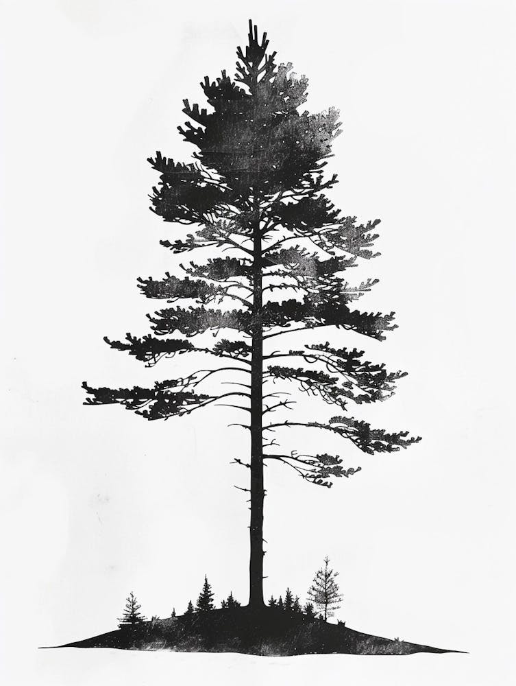 Pine Tree Simple Geometric Nature Stencil 1