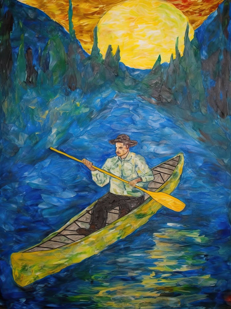 Kayacking In The Style Of Van Gogh 1