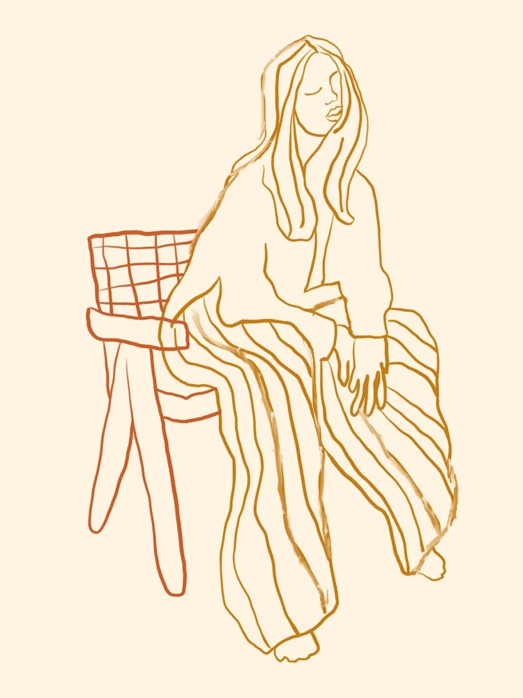 Femme Assise Sur Une Chaise