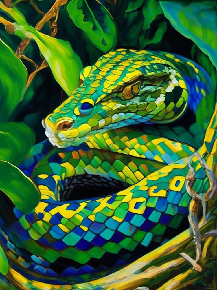 Mangrove Pit Viper 1 Snake Painting