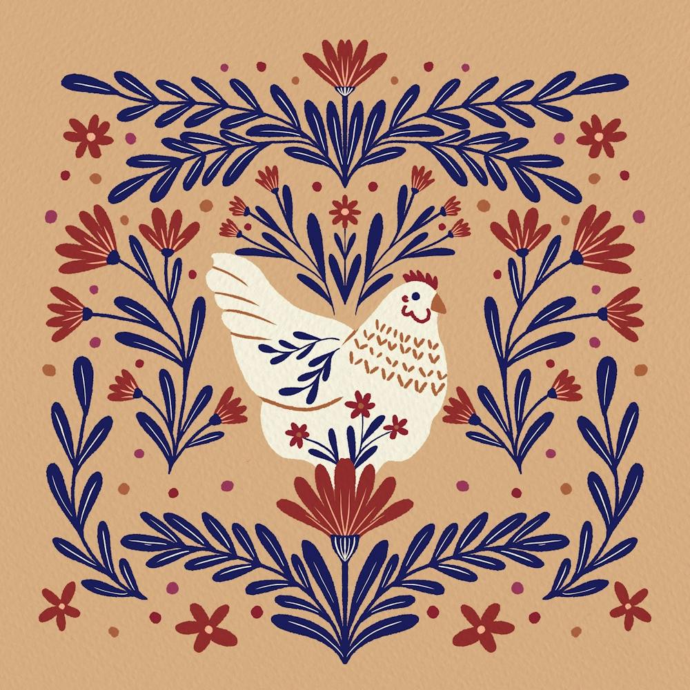 Blooming Chicken Indigo And Brown