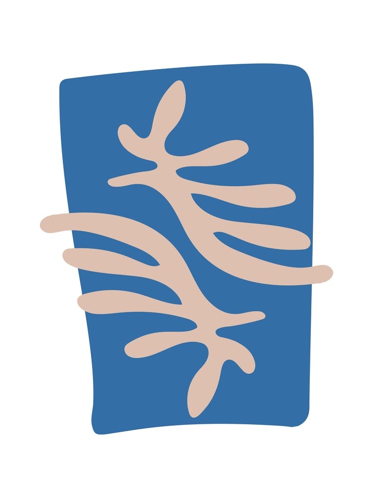 Matisse Inspired Blue Coral Leaves Cutout