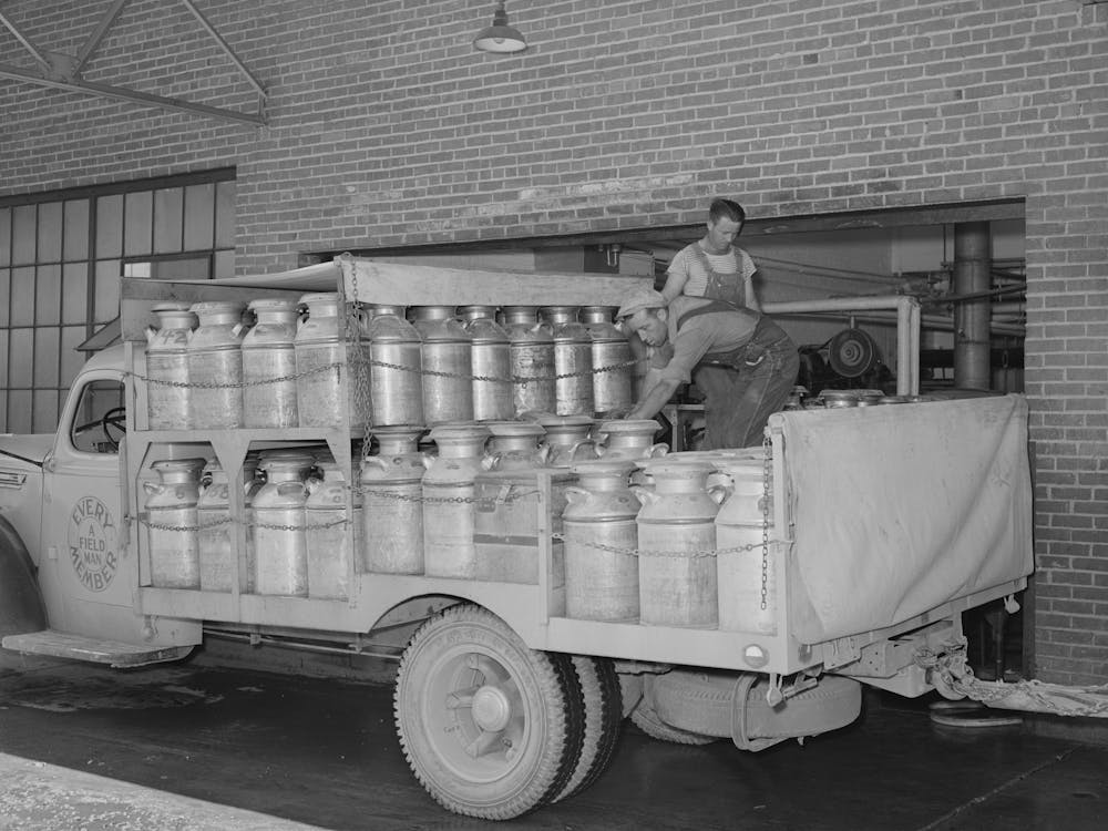 Truckload Of Milk Filled Cans Arrive At The Dairymen S Cooperative Creamery, Caldwell, Canyon County, Idaho