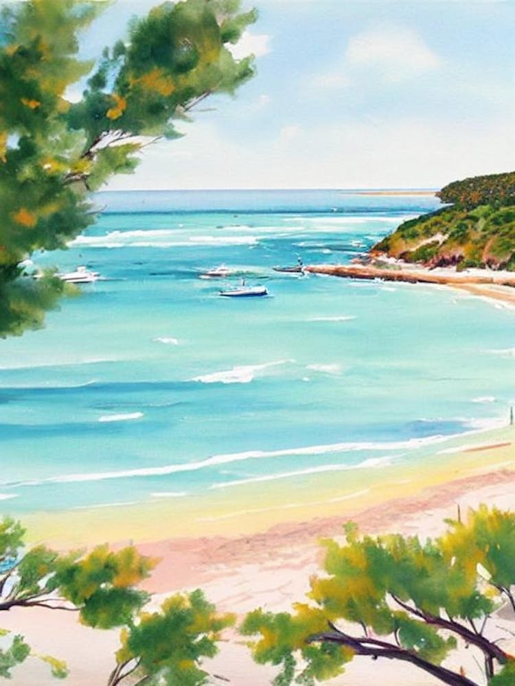 Dunsborough Beach, Australien Zeitgenössische Illustration