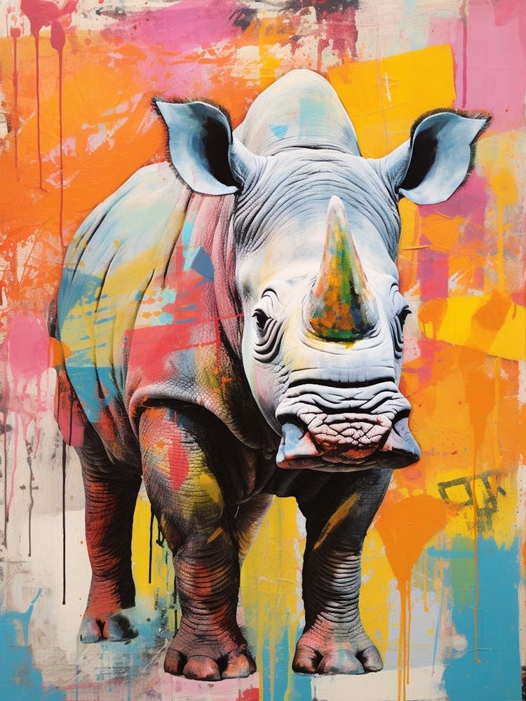 Rhino Pop Art Screen Print Inspired  3