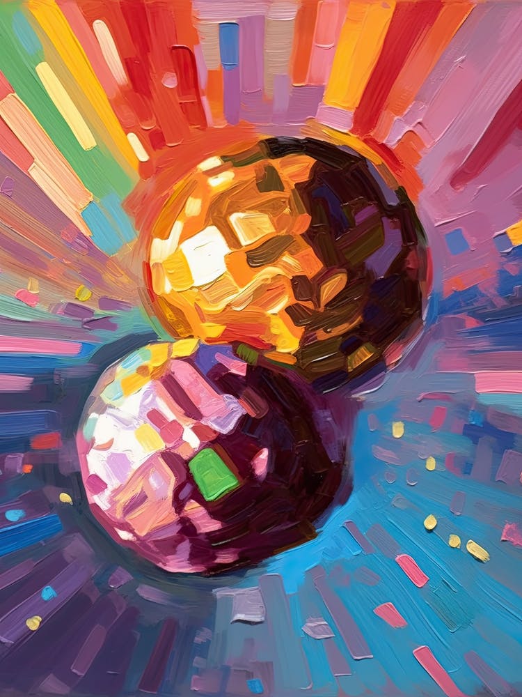 Disco Balls Oil Painting 2