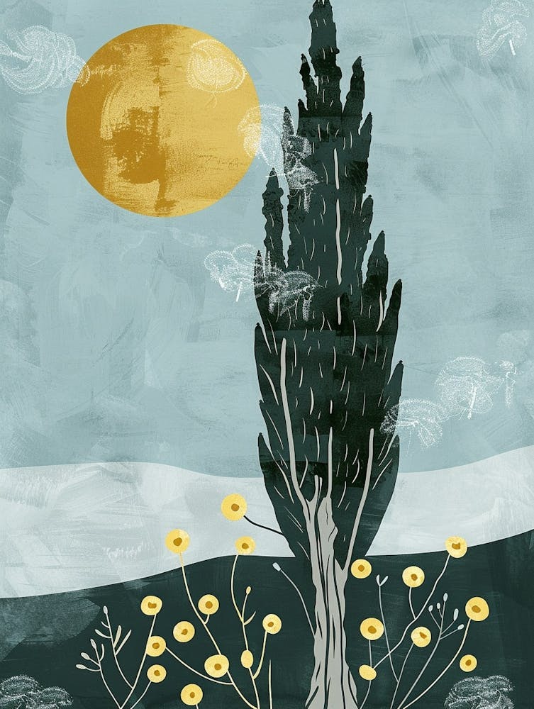 Cypress Tree Flat Illustration 2
