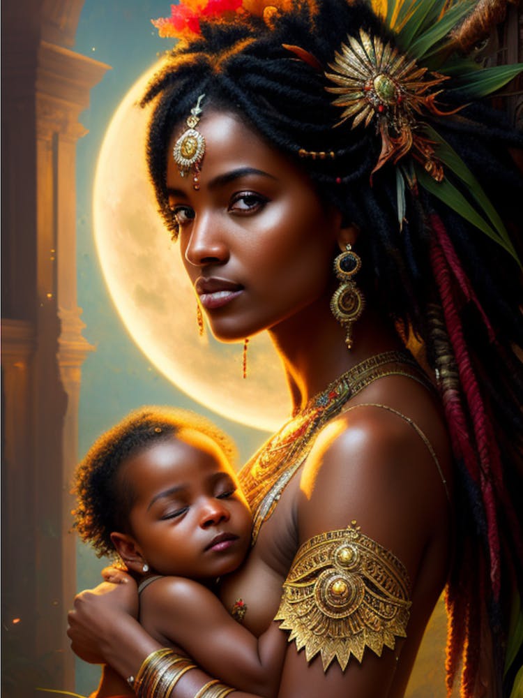 Caribbean Goddess Mother and Child