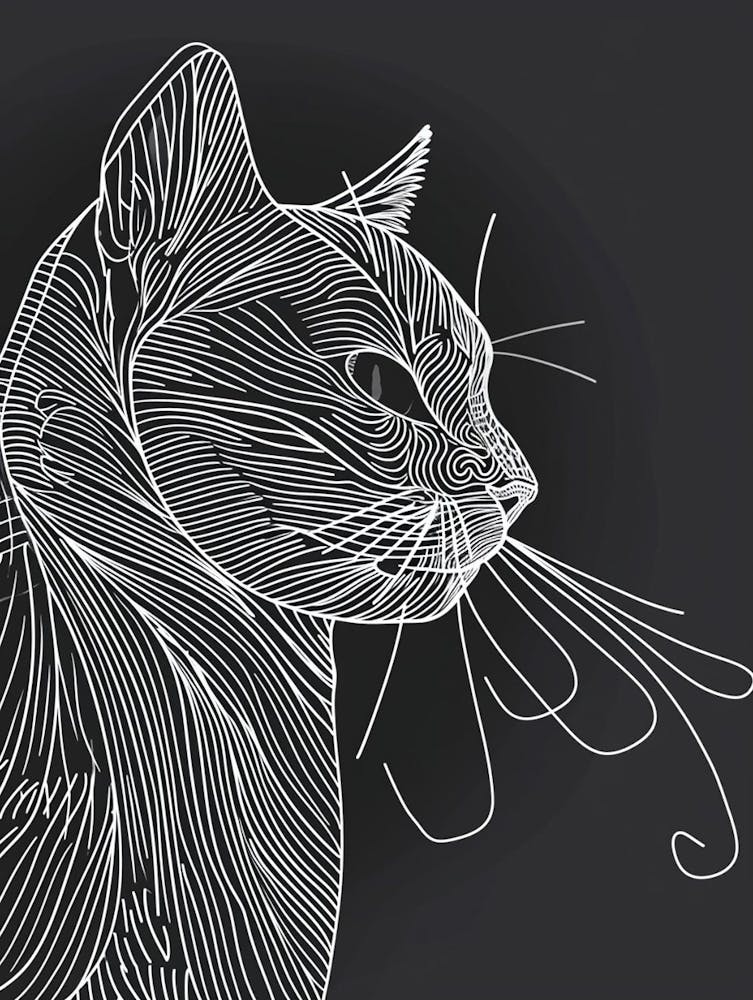 Exotic Shorthair Cat Minimalist Illustration 4