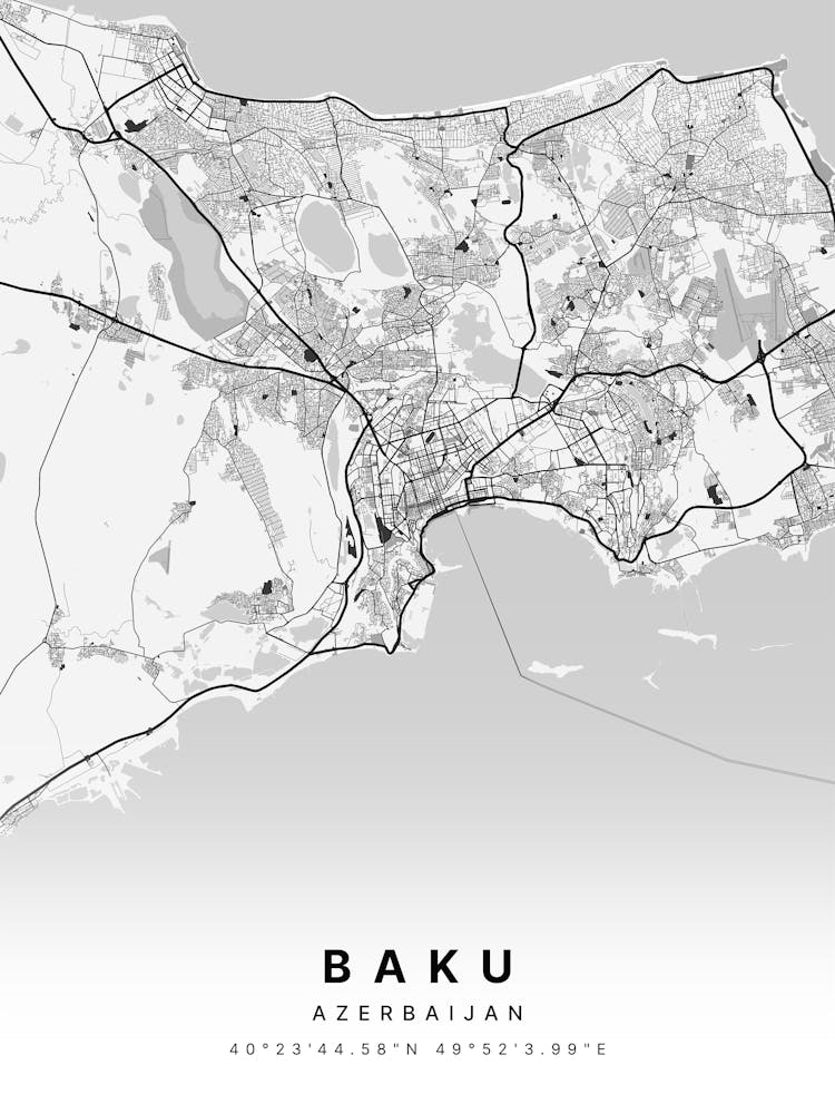 Baku Azerbaijan White Map