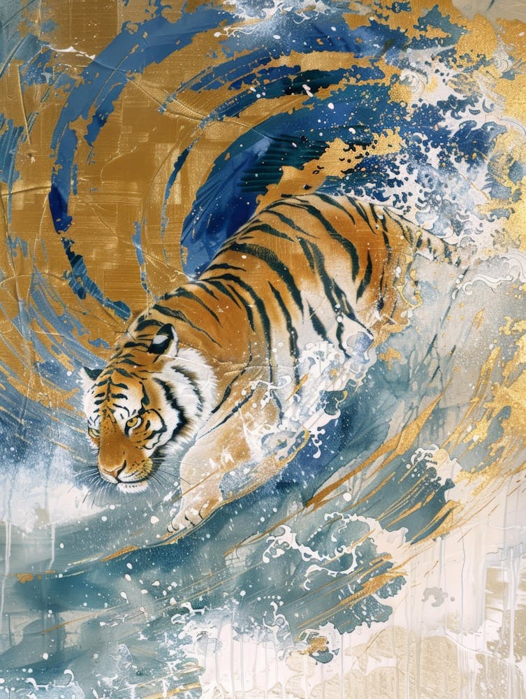 Tiger In The Wave