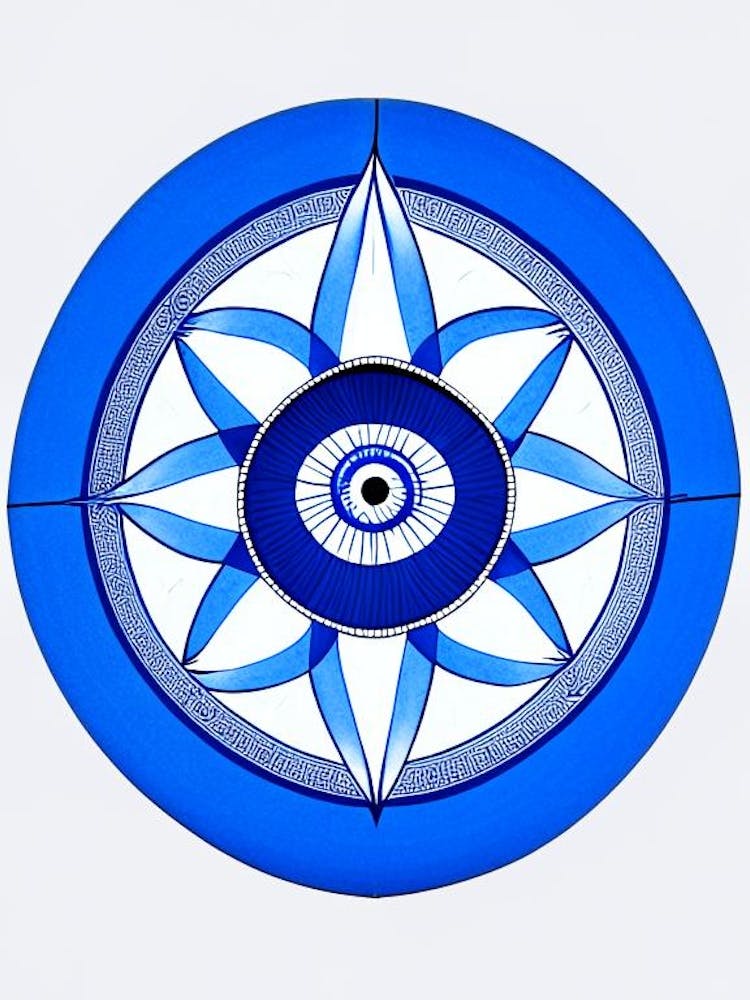 Dharma Wheel, Symbol, Third Eye Blue & White 3