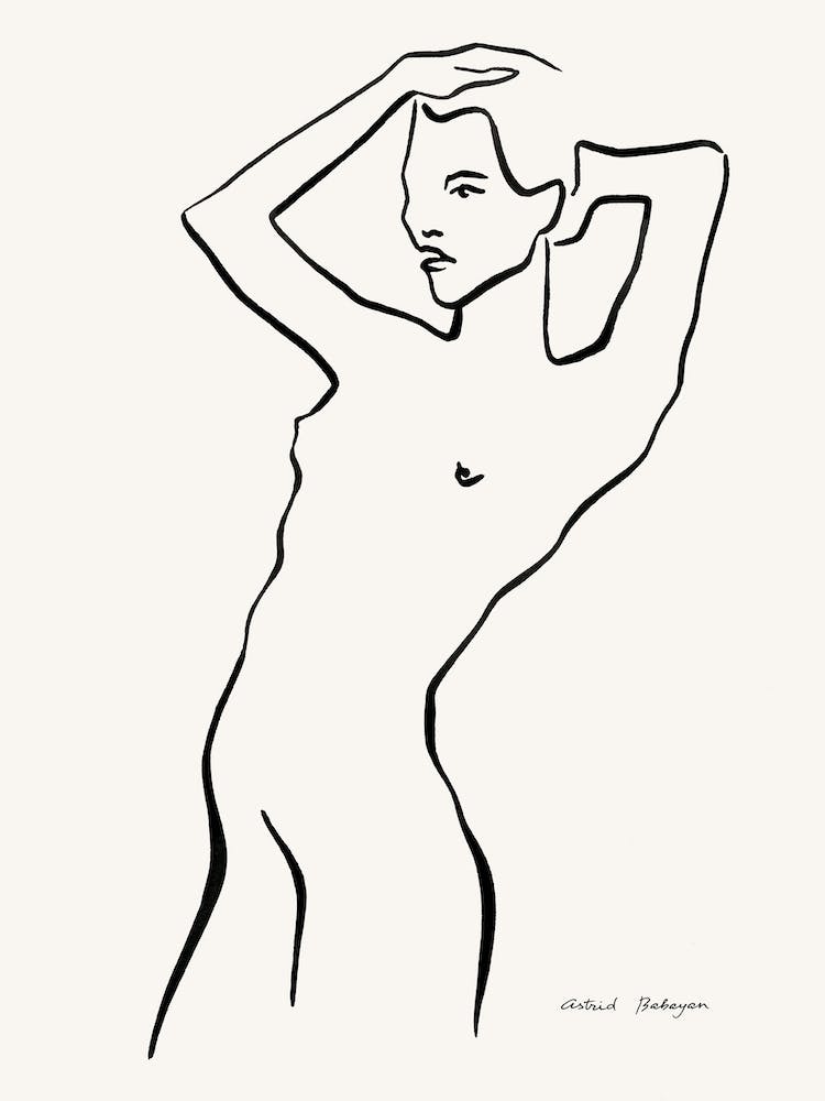 Minimal Black Female Line Drawing Front