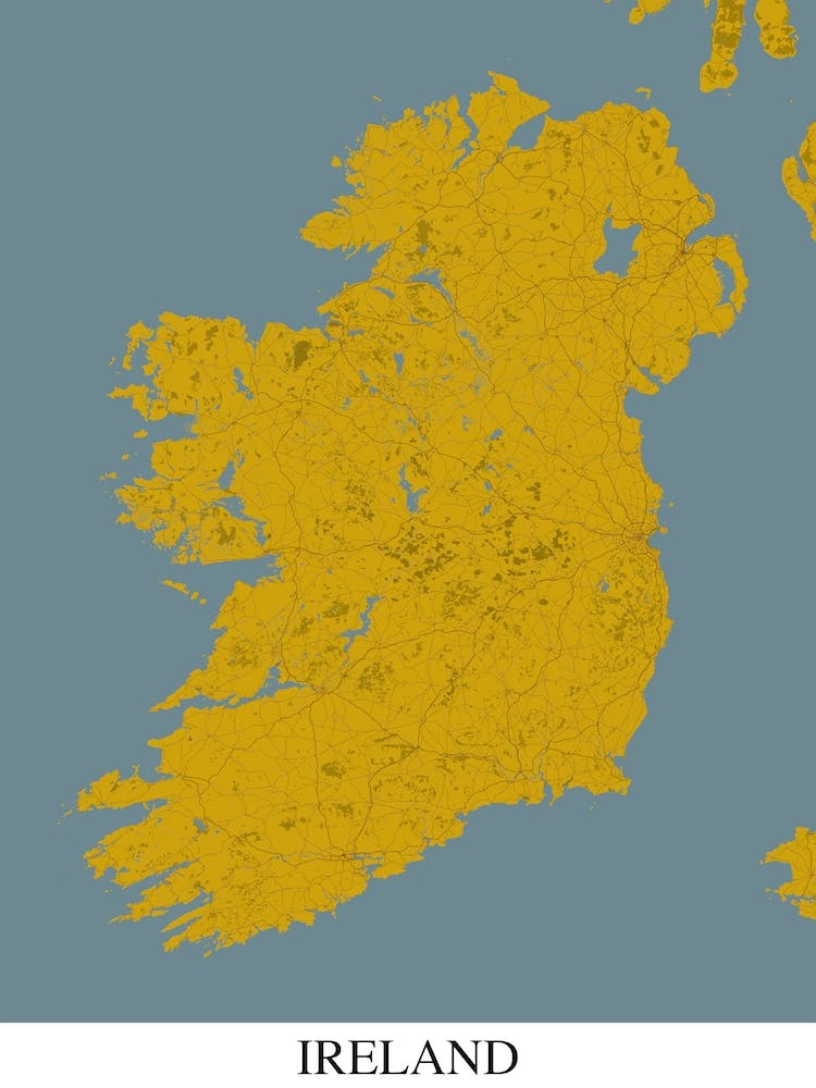 Ireland Yellow Blue Map