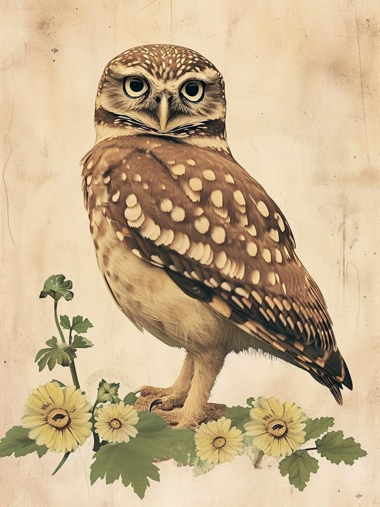 Burrowing Owl Vintage Illustration 3