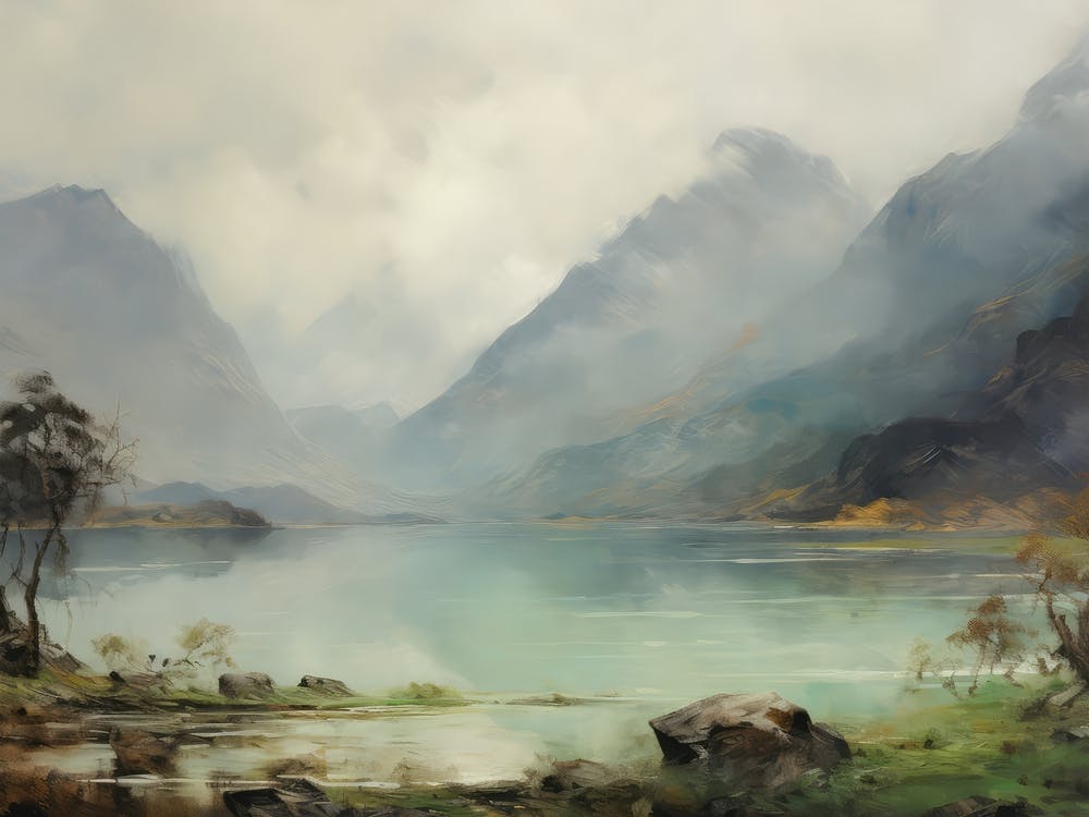 Blue Lake Oil Painting