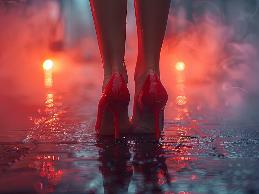 Rote Schuhe Im Regen