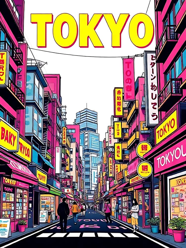 Tokyo Japan Vintage Digital Travel Poster 28