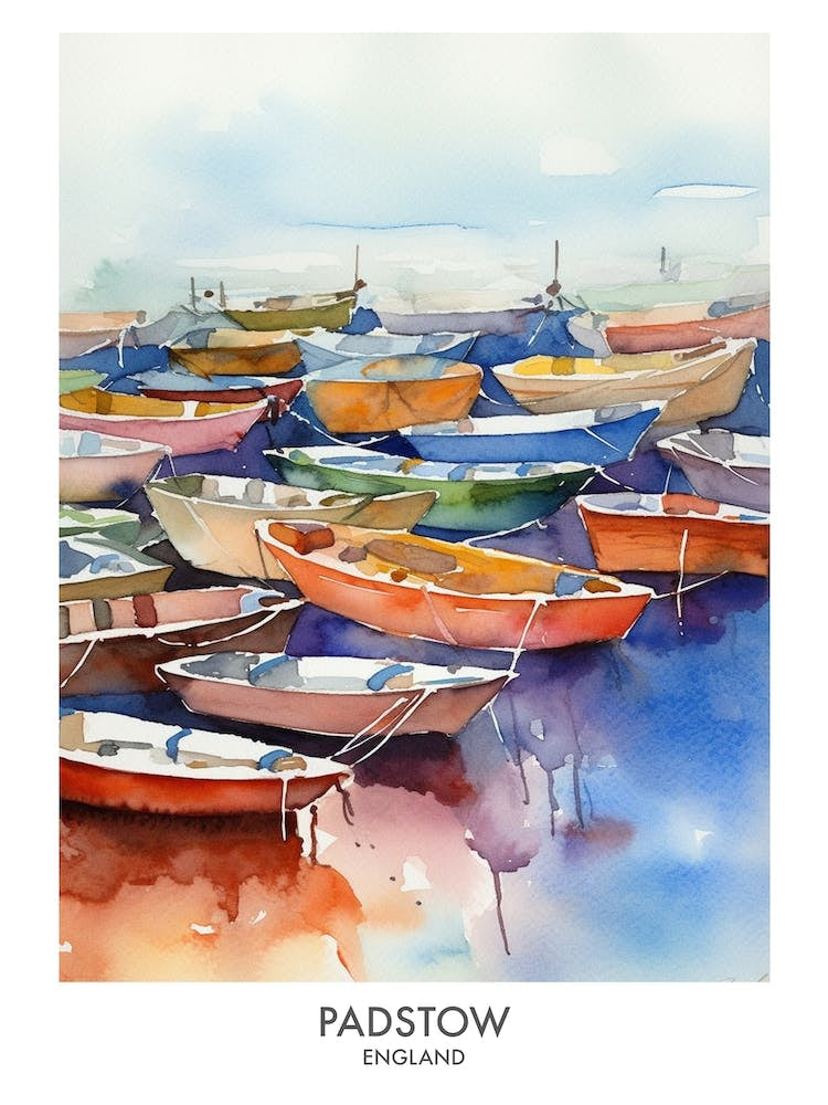 Padstow 2 Watercolour Travel Poster