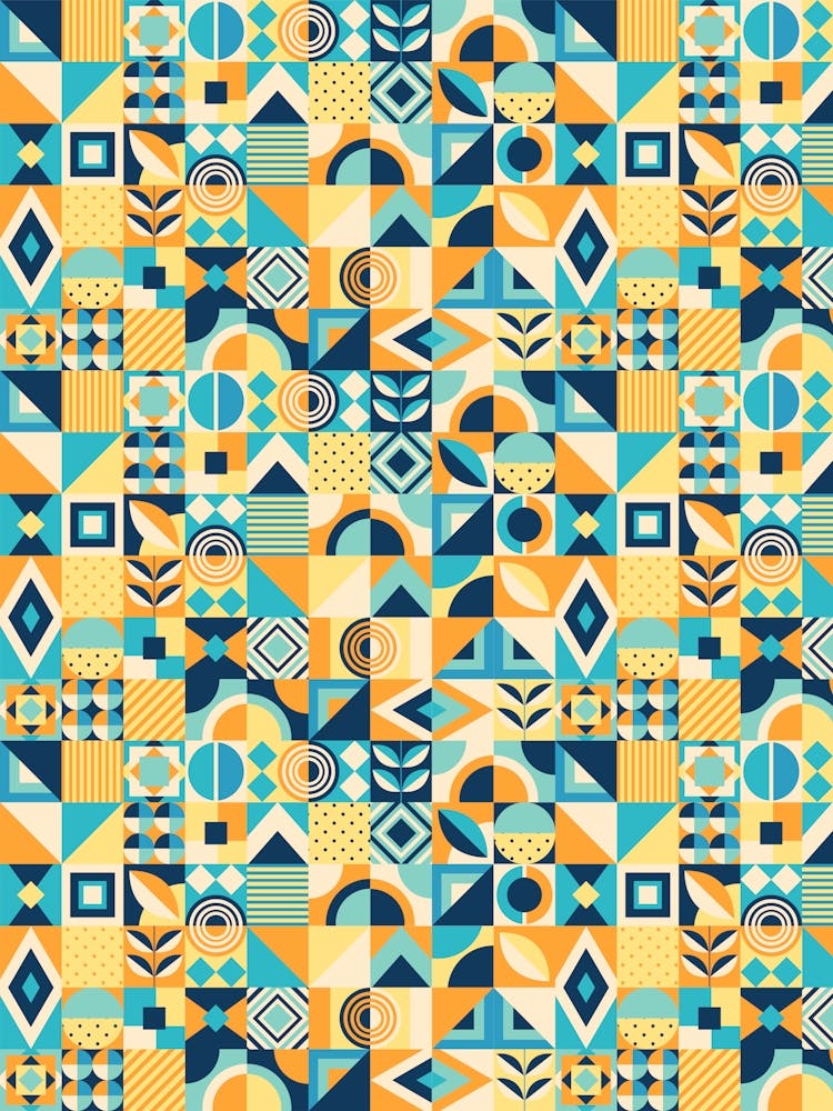 Geometric Pattern - Bauhaus Azulejo geometric pattern, mosaic #1