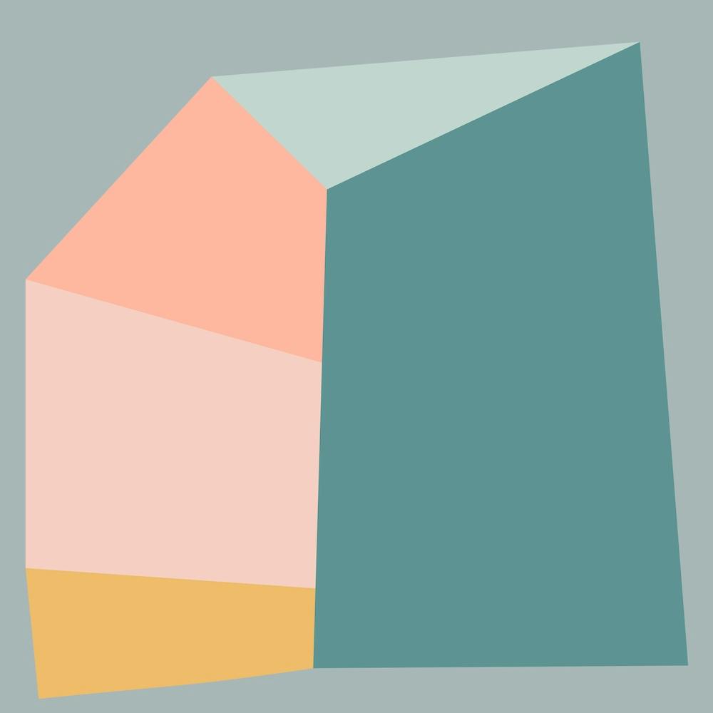 Modern Abstract Geometric Shape in Teal and Peach