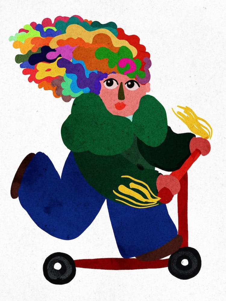 Retro Scooter Lady Illustration