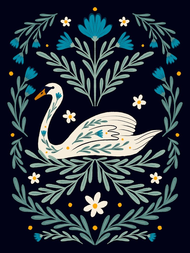 Swan Blue And Teal