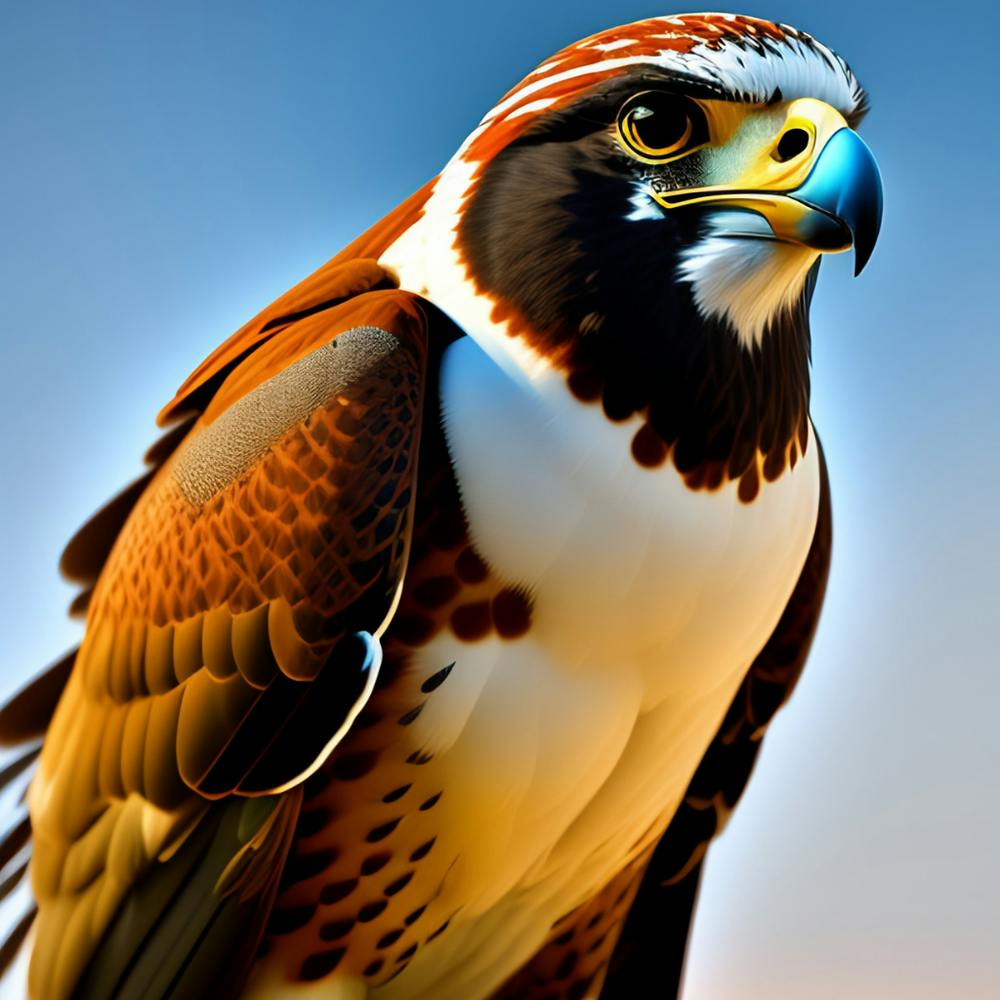 A falcon with beautiful colors