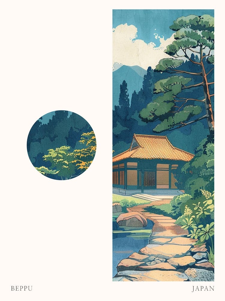Beppu Japan 1 Ausschnitt-Reiseposter