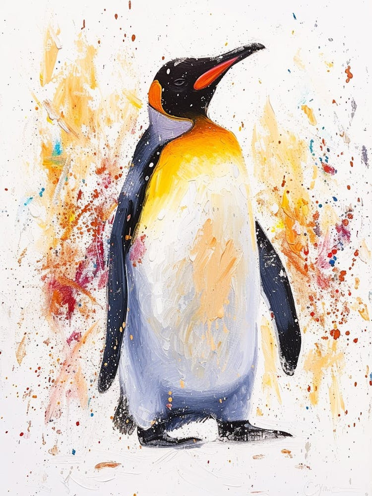 King Penguin Half Moon Island Colour Block Painting 4