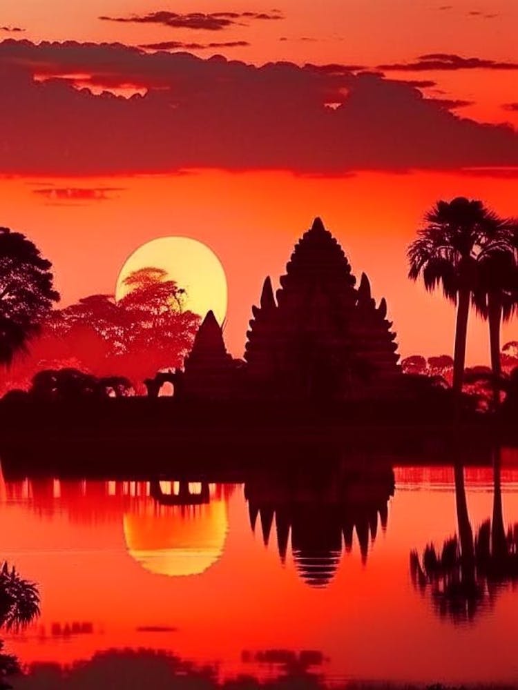 Angkor Sunset Retro