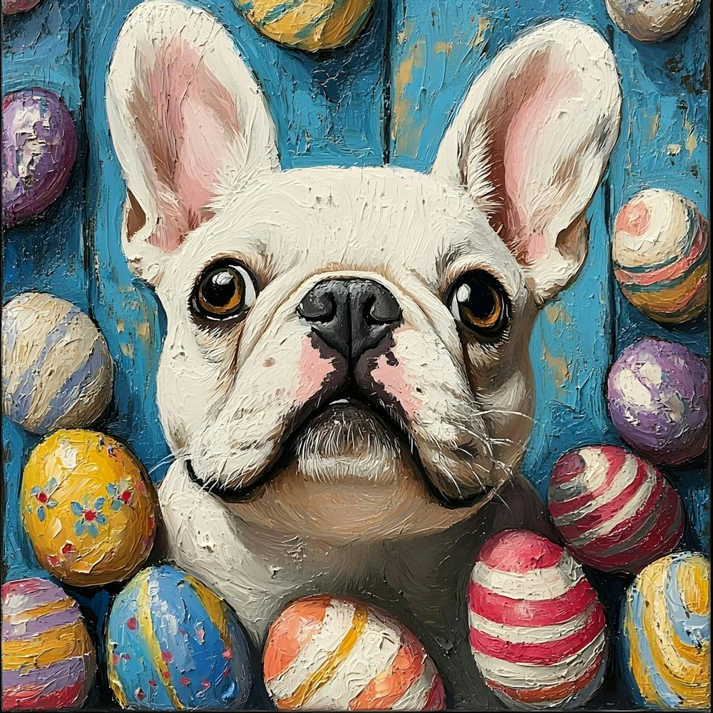Frenchie With Easter Eggs 3