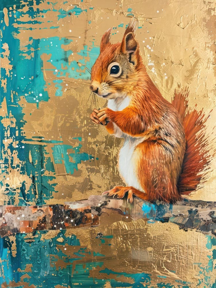 Red Squirrel Gold Effect Collage 2