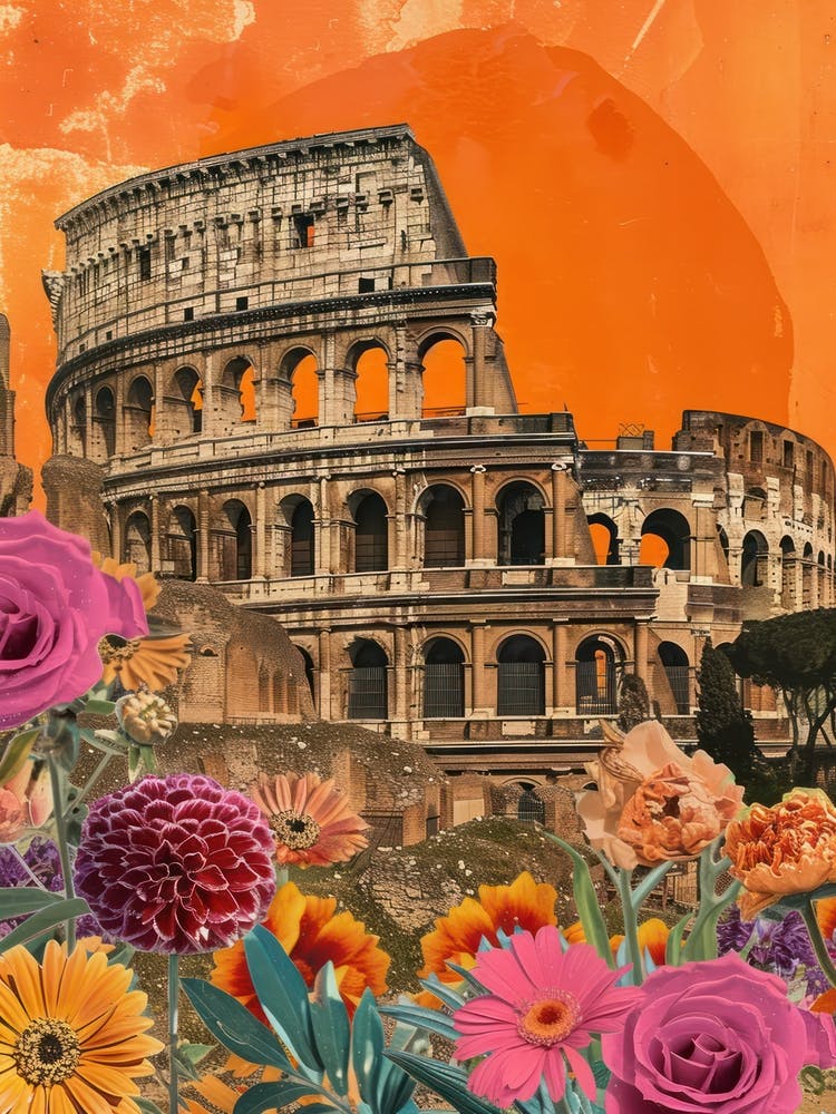 Rome   Floral Retro Collage Style 1